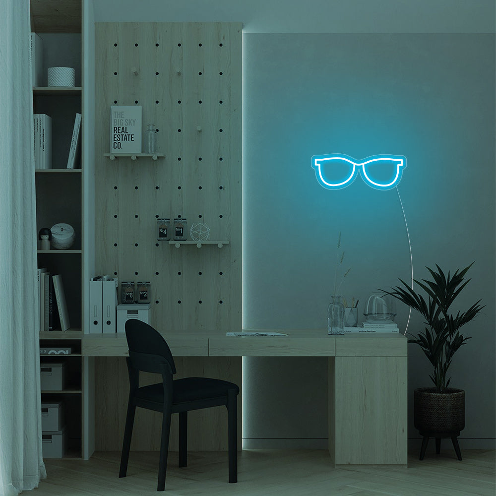 Mini Glasses LED Neon Sign in Ice Blue