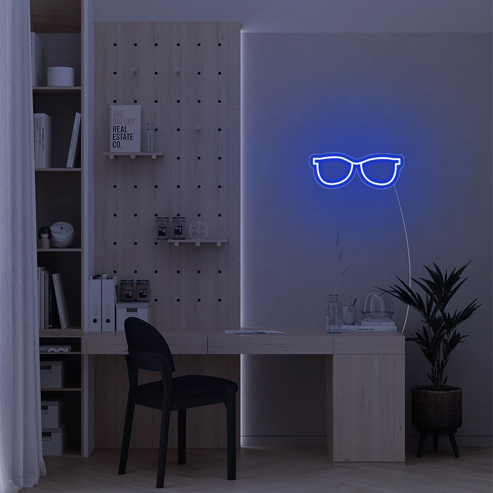 Mini Glasses LED Neon Sign in Blue