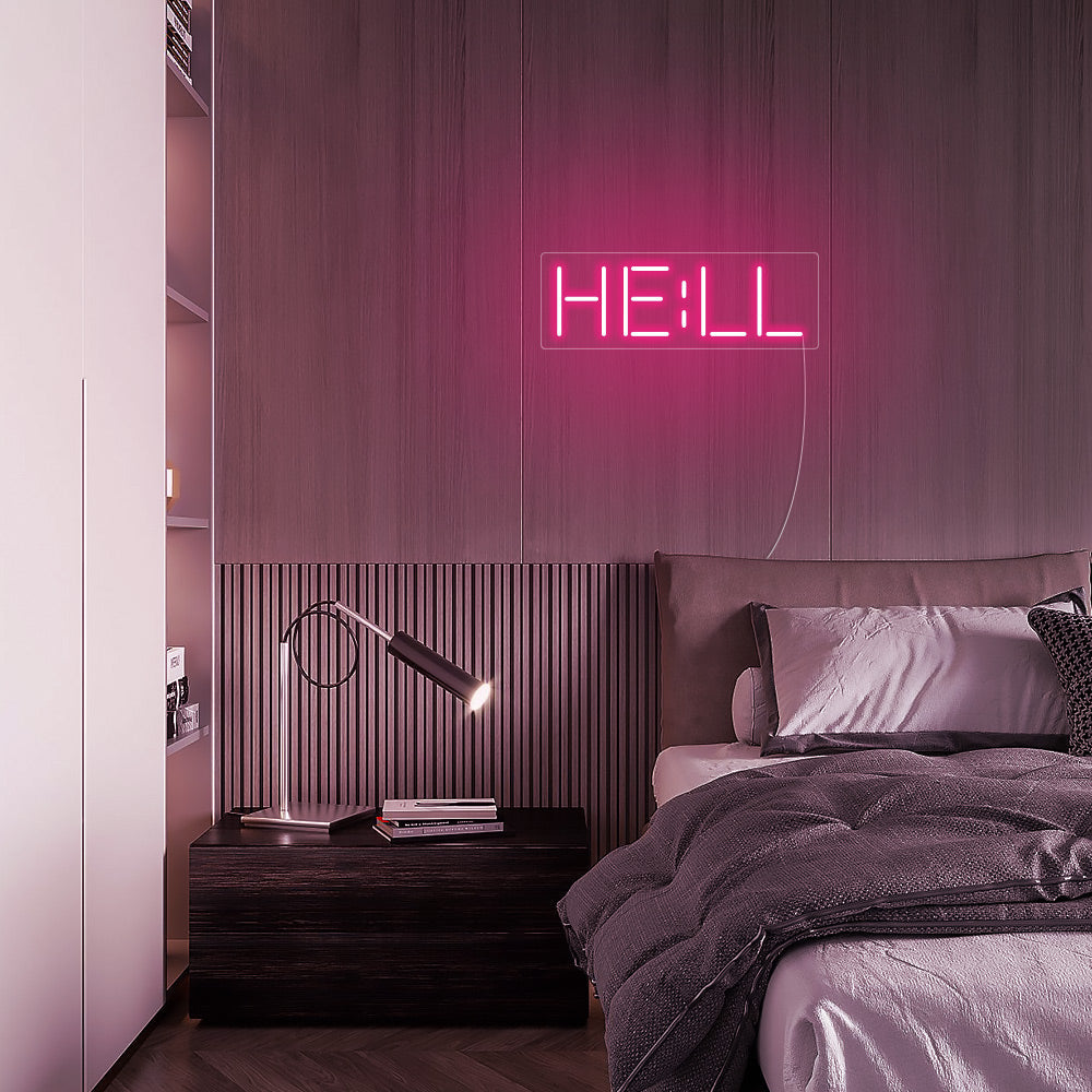 Mini HELL Word LED Neon Sign in Hot Pink