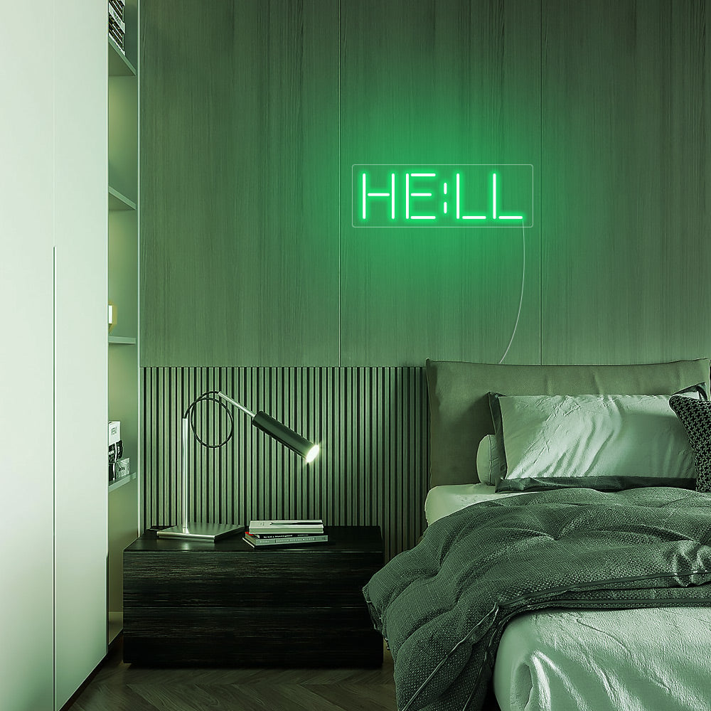 Mini HELL Word LED Neon Sign in Green
