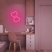 Mini Heart Lock LED Neon Sign in Hot Pink