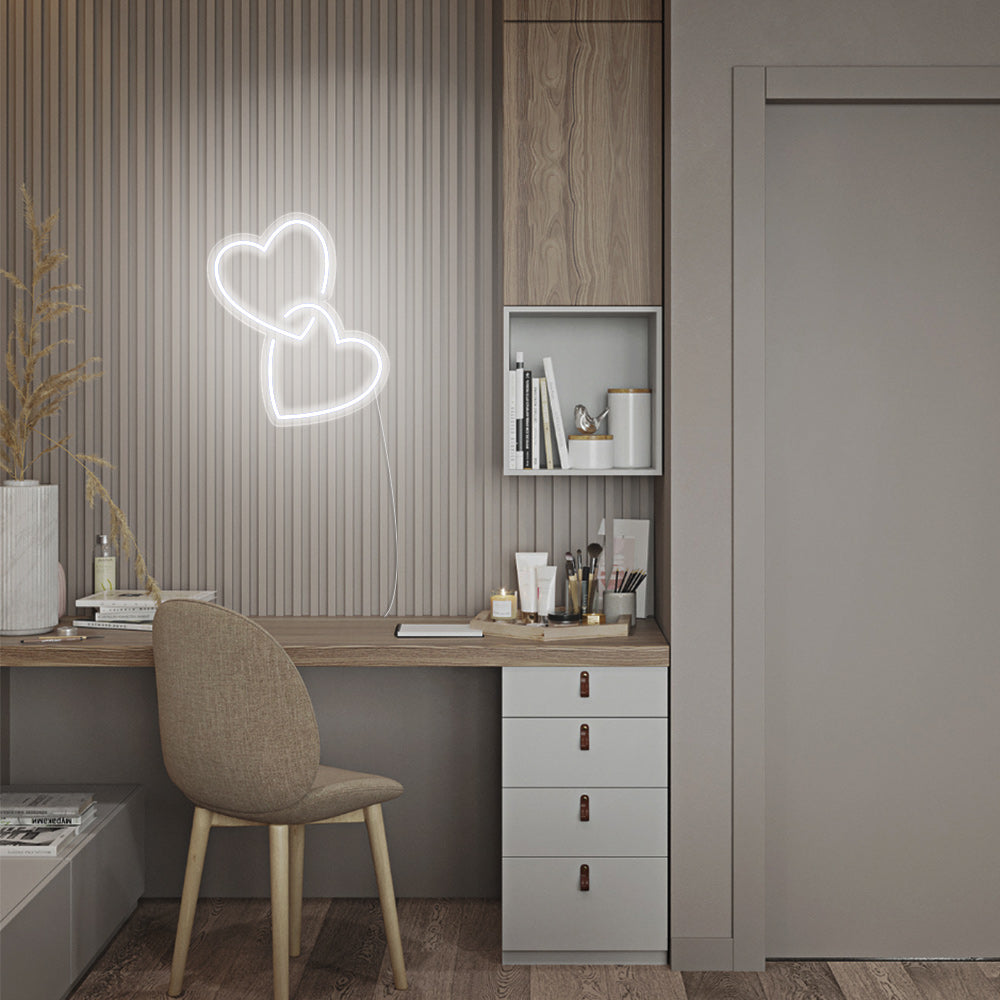 Mini Heart Lock LED Neon Sign in Cool White