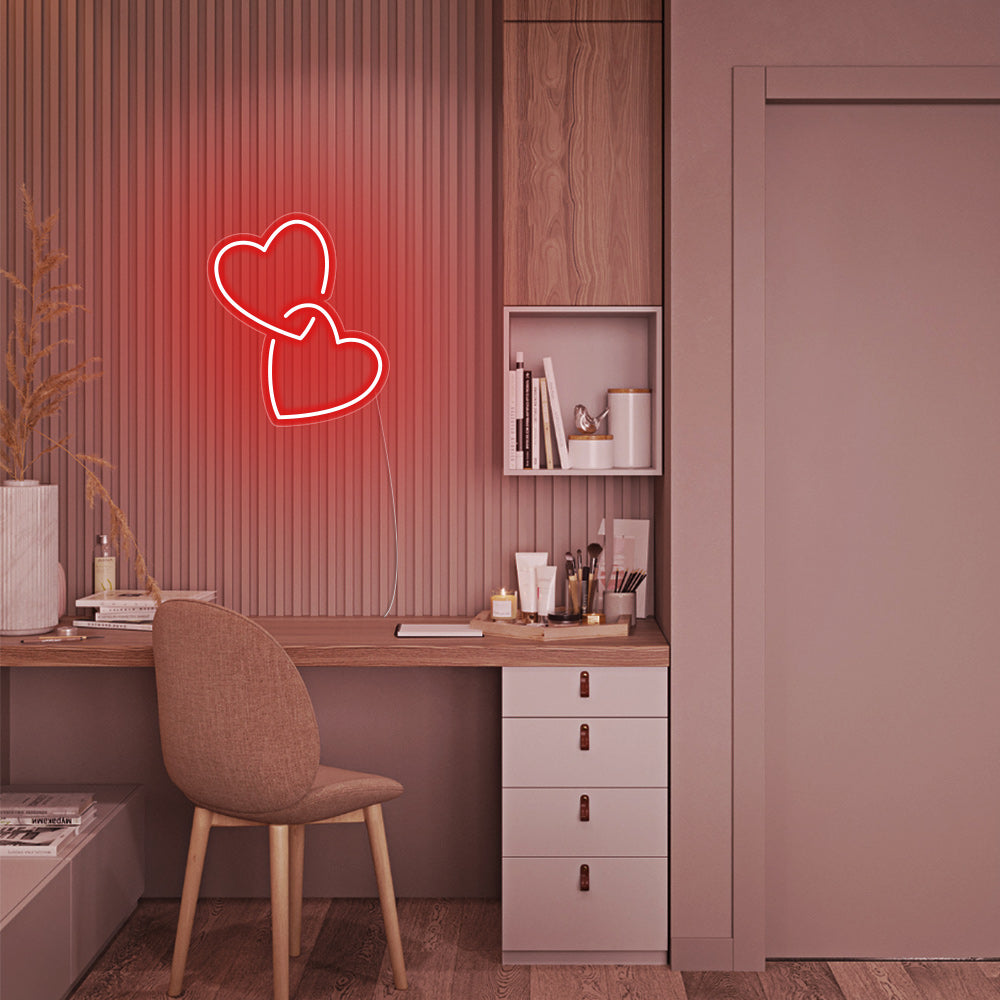 Mini Heart Lock LED Neon Sign in Red