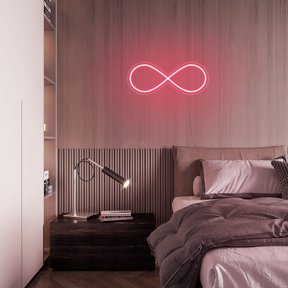 Mini Infinity Symbol LED Neon Sign in Light Pink