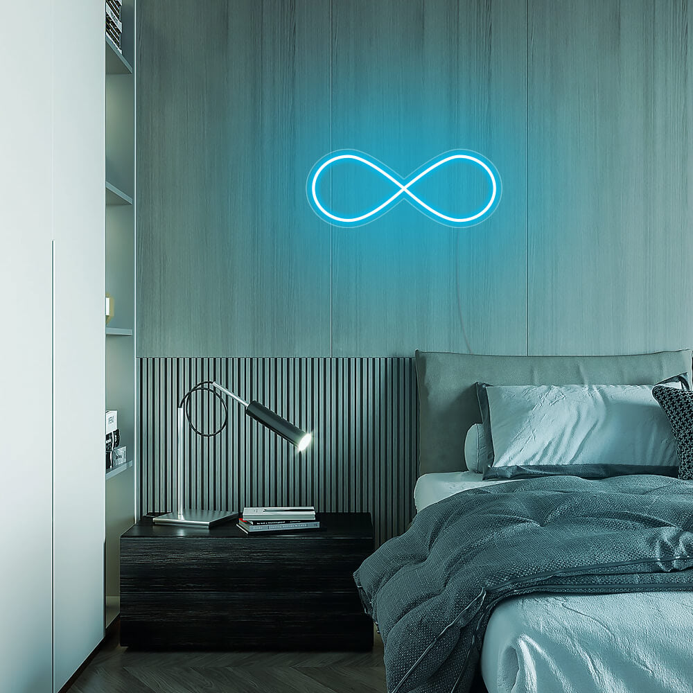 Mini Infinity Symbol LED Neon Sign in Ice Blue