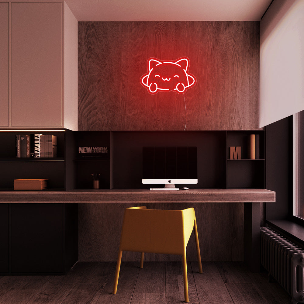 Mini Kitty Cat LED Neon Sign in Red
