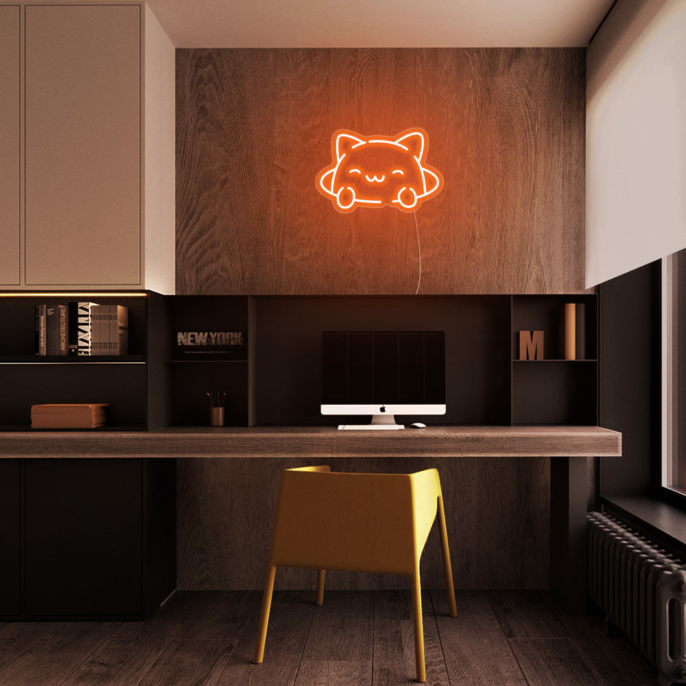 Mini Kitty Cat LED Neon Sign in Orange