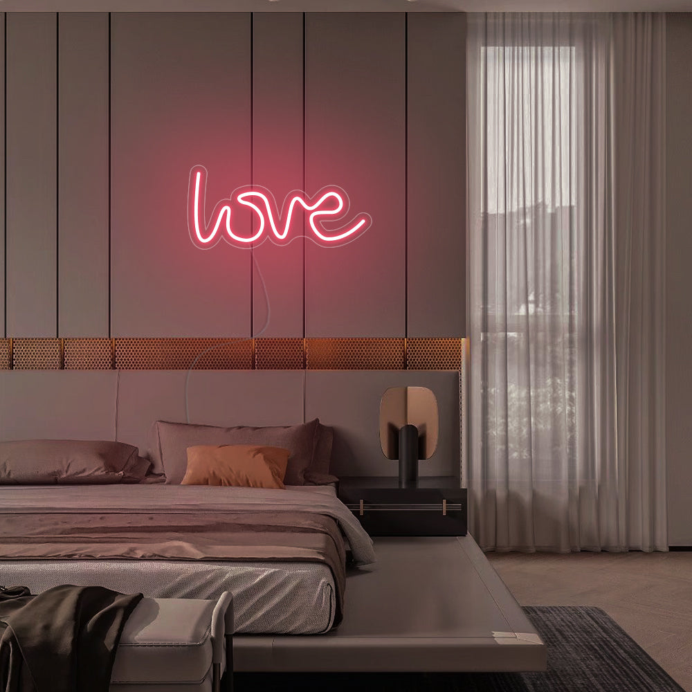 Mini LOVE LED Neon Sign in Light Pink