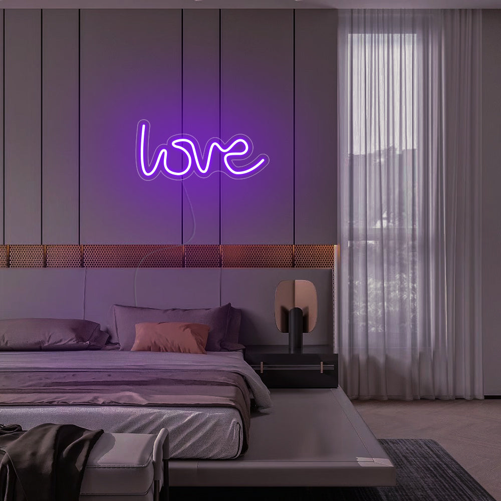 Mini LOVE LED Neon Sign in Purple