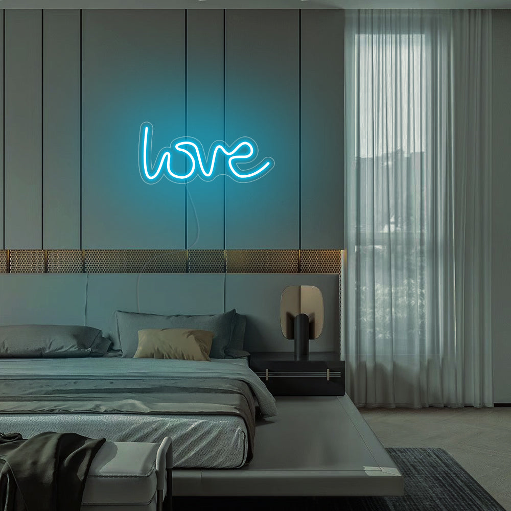 Mini LOVE LED Neon Sign in Ice Blue