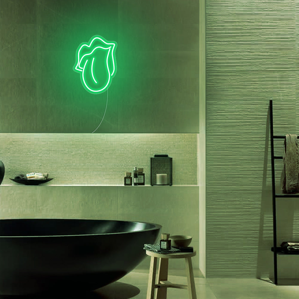 Mini Lips and Tongue LED Neon Sign in Green