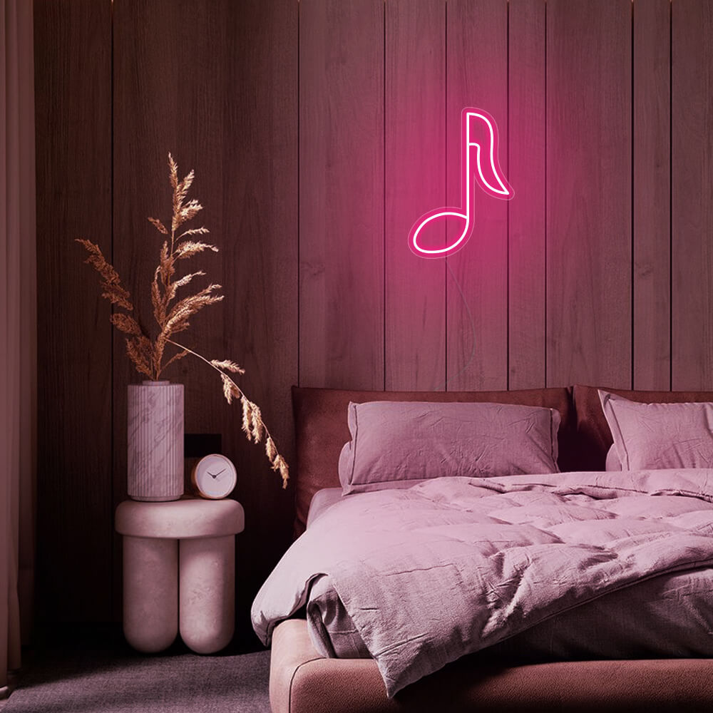 Mini Music Note LED Neon Sign in Hot Pink