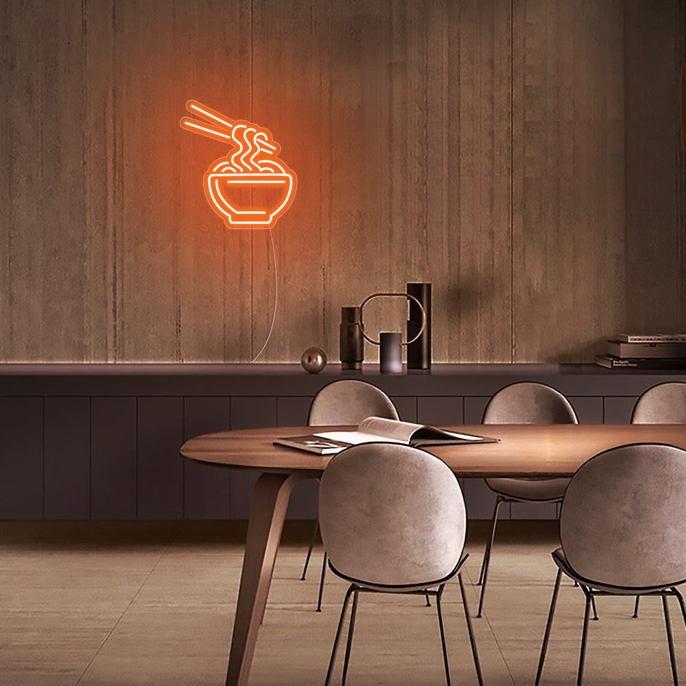 Mini Noodle Bowl LED Neon Sign in Orange
