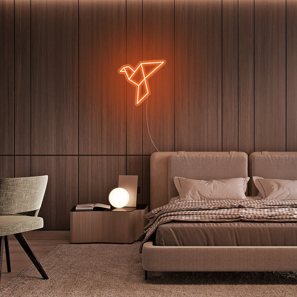 Mini Paper Crane LED Neon Sign in Orange