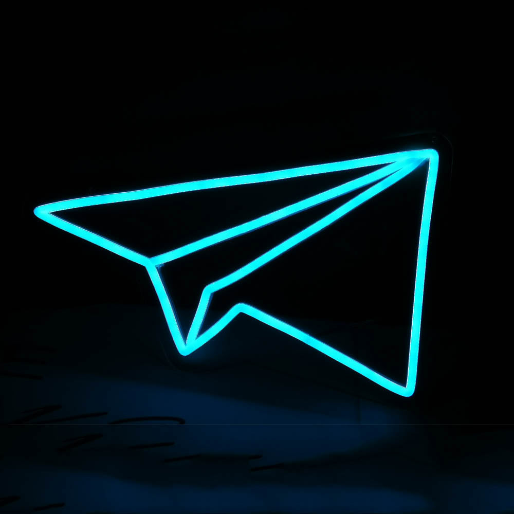 Mini Paper Plane LED Neon Sign in Hot Pink