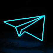 Mini Paper Plane LED Neon Sign in Hot Pink