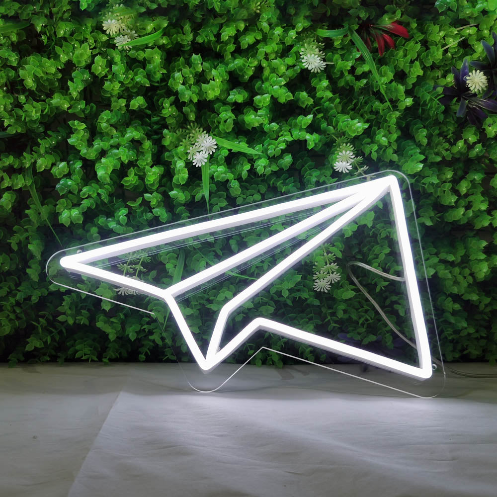 Mini Paper Plane LED Neon Sign in Light Pink