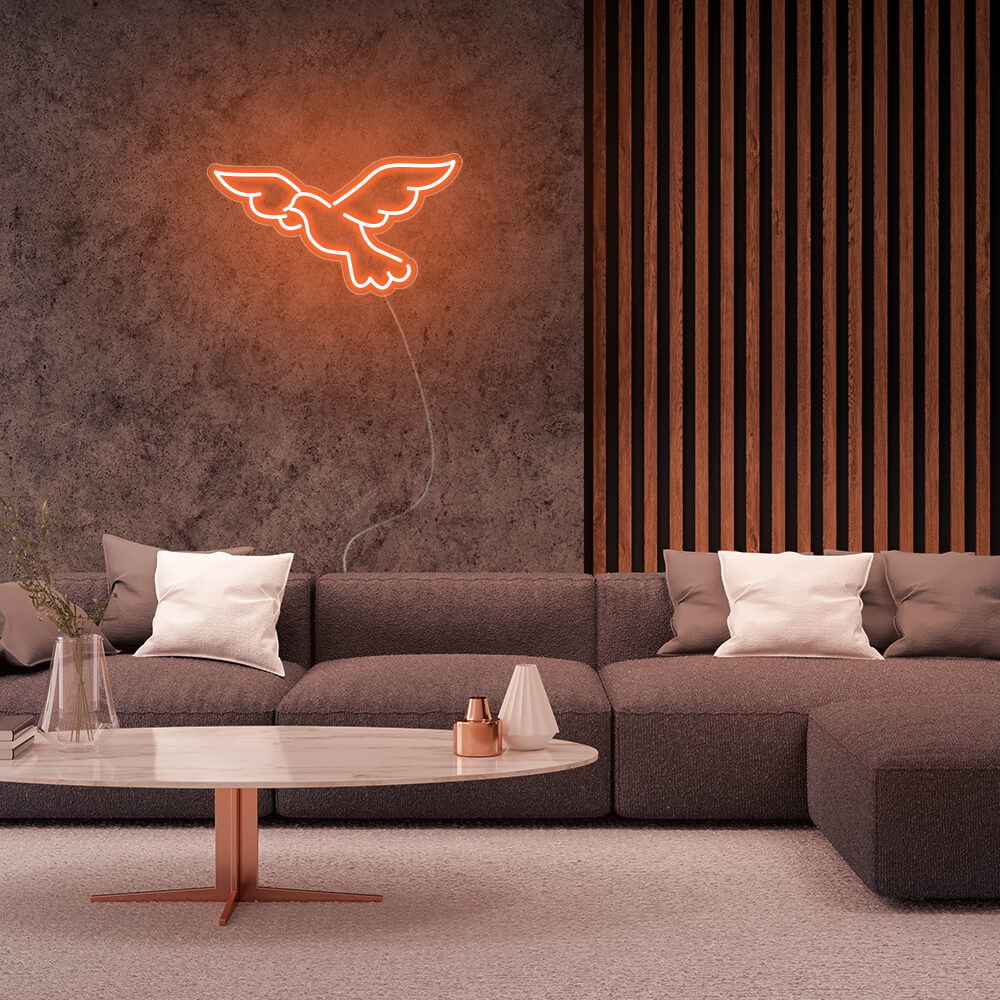 Mini Pigeon Bird LED Neon Sign in Orange