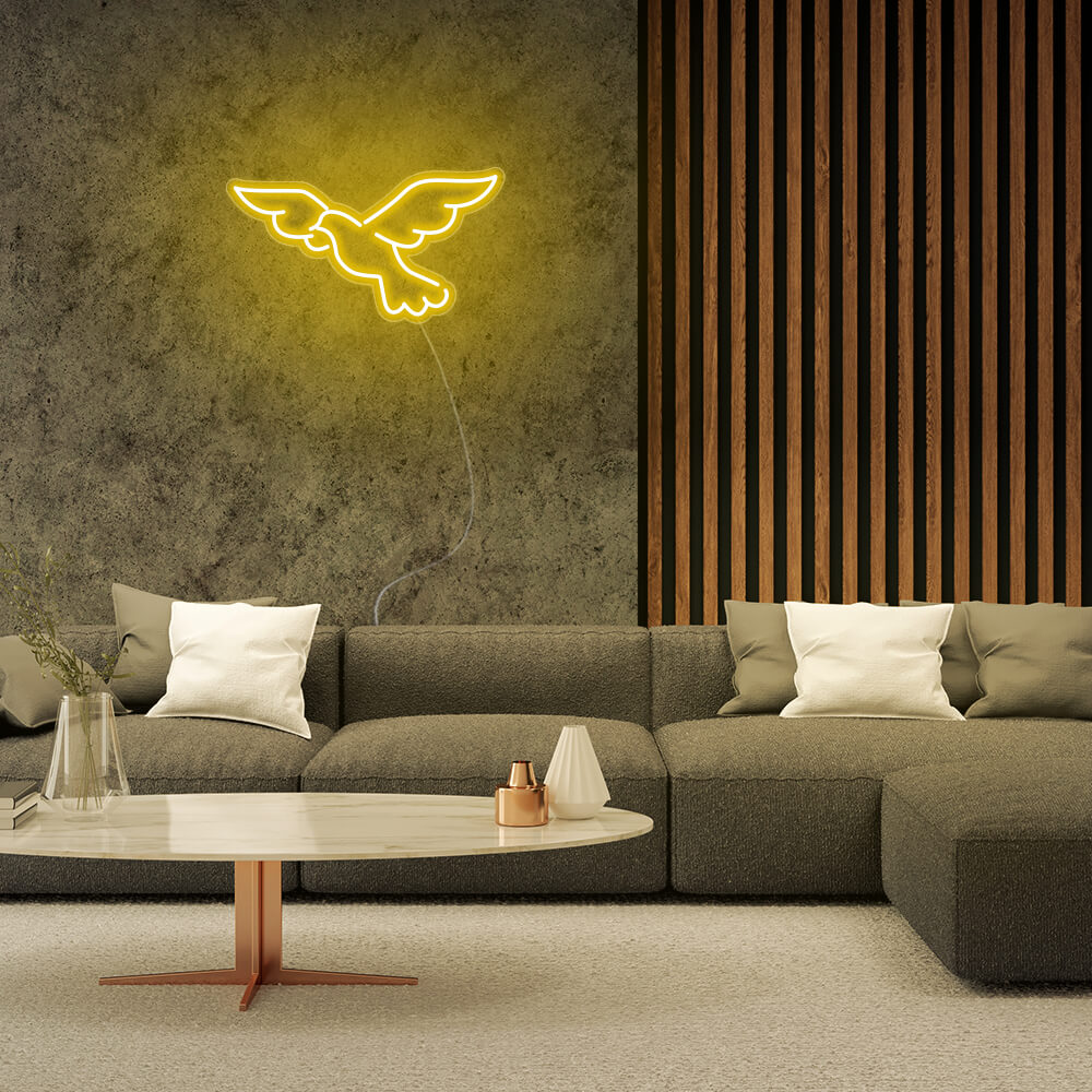Mini Pigeon Bird LED Neon Sign in Yellow