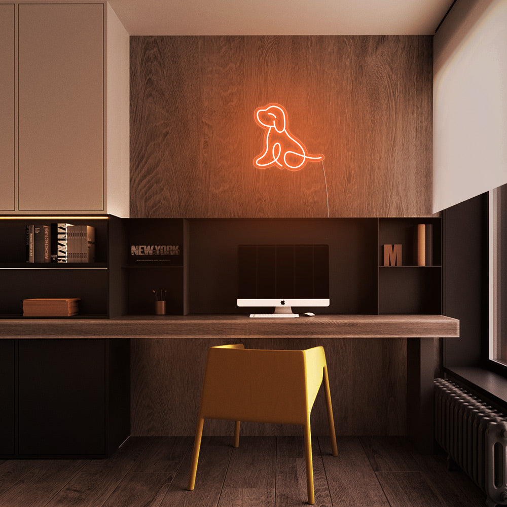 Mini Puppy LED Neon Sign in Orange