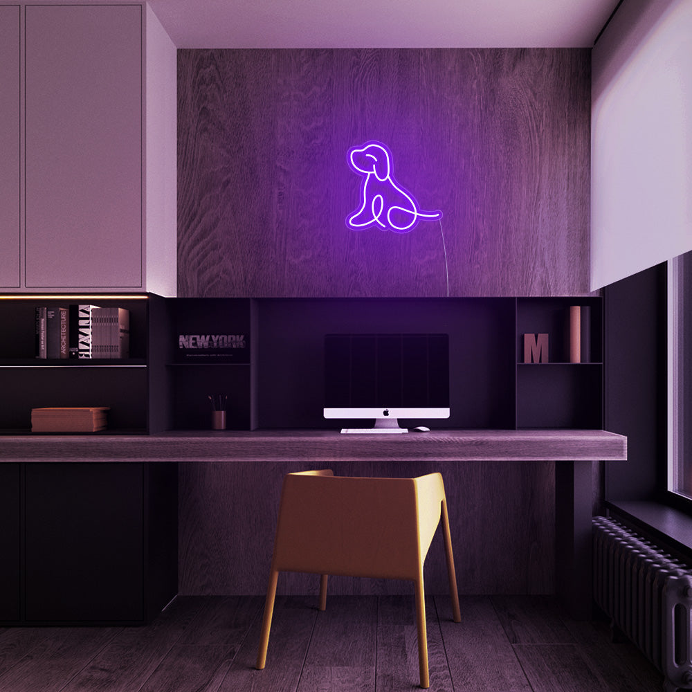 Mini Puppy LED Neon Sign in Purple