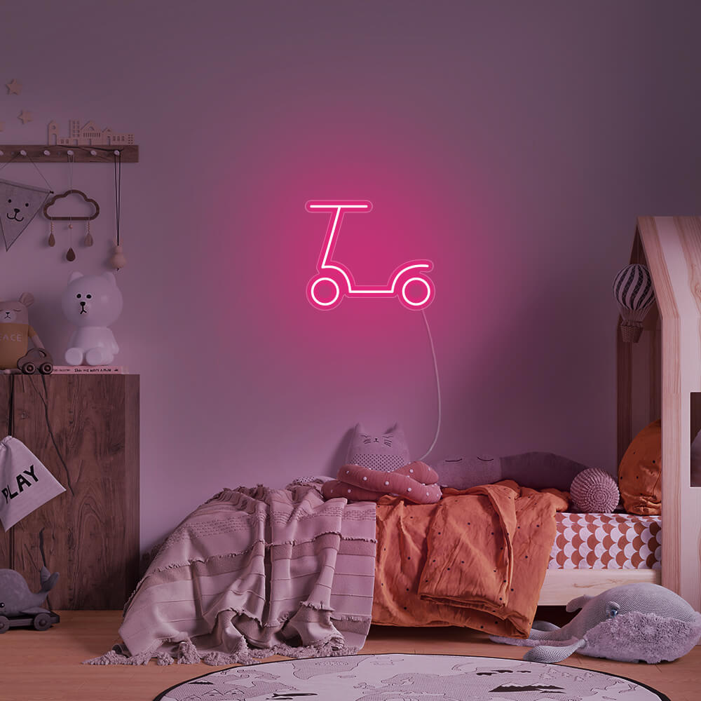 Mini Scooter LED Neon Sign in Hot Pink