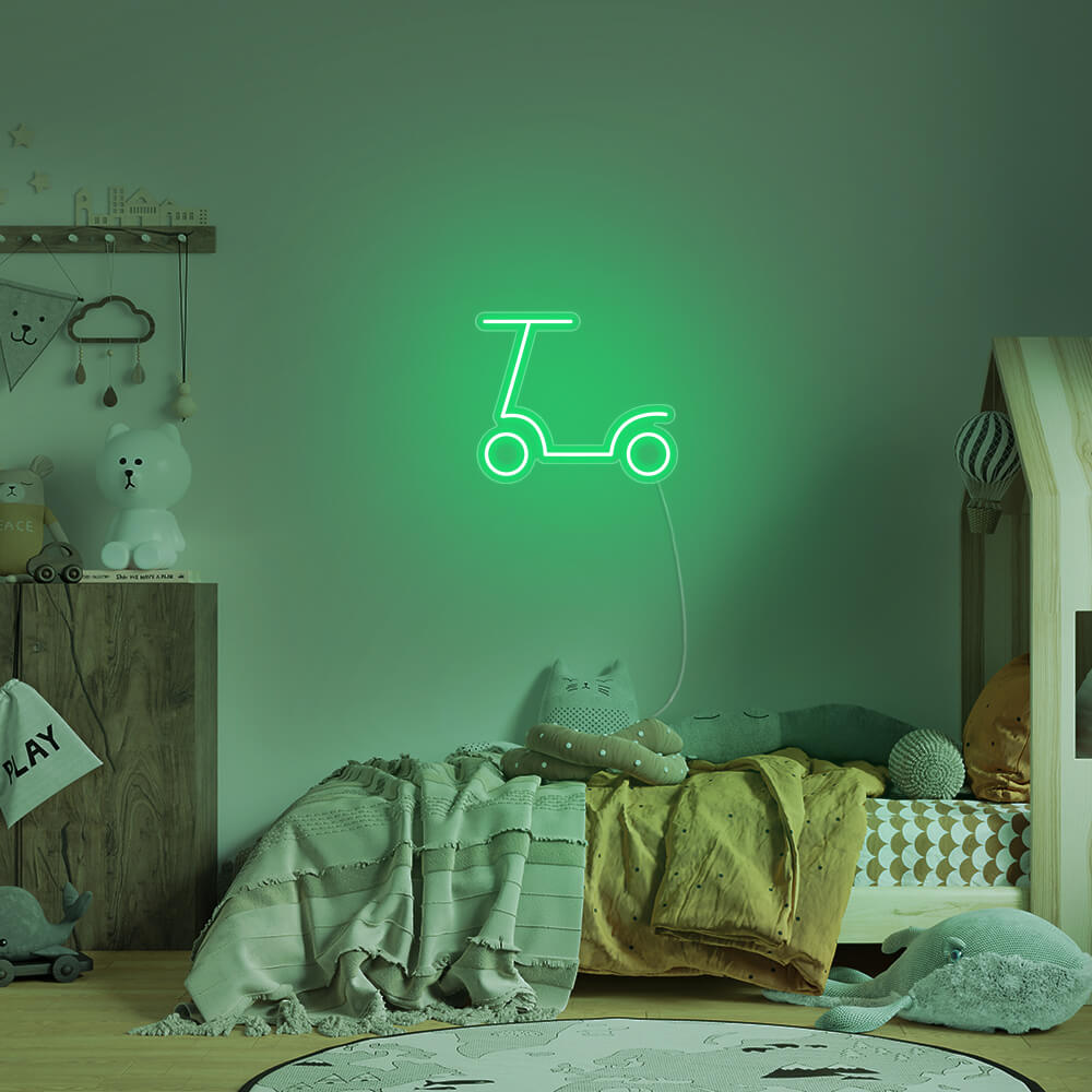 Mini Scooter LED Neon Sign in Green