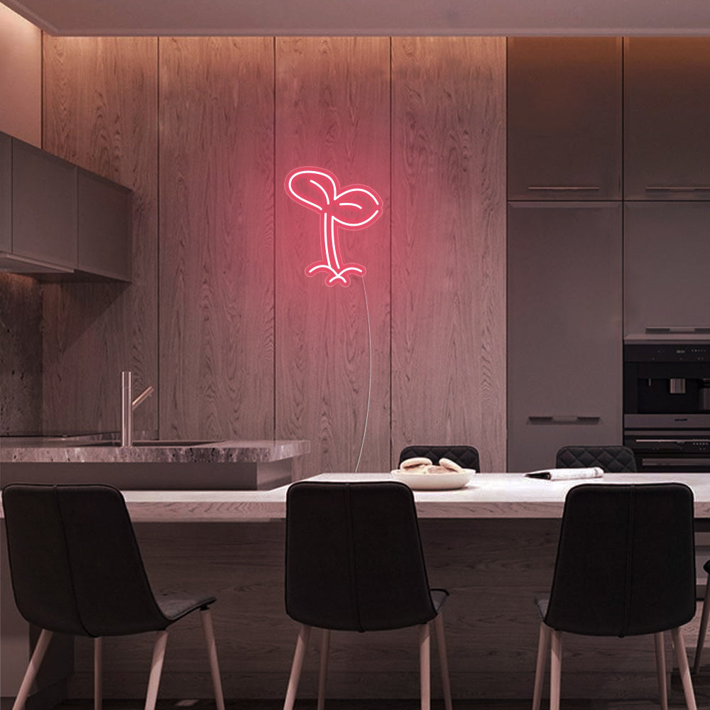 Mini Sprout LED Neon Sign in Light Pink