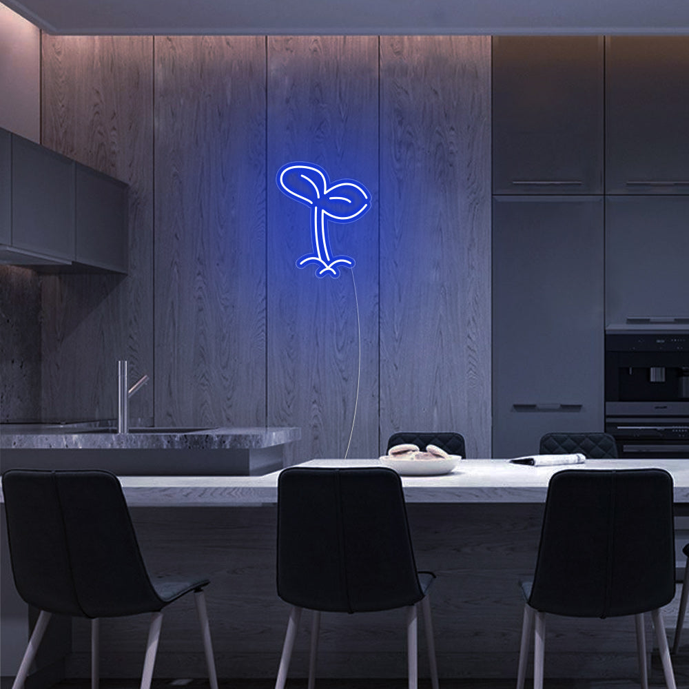 Mini Sprout LED Neon Sign in Blue