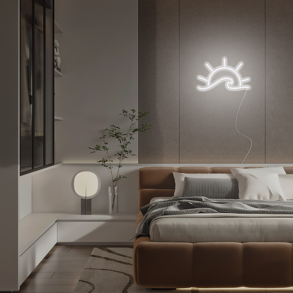 Mini Sunrise Over the Sea LED Neon Sign in Cool White