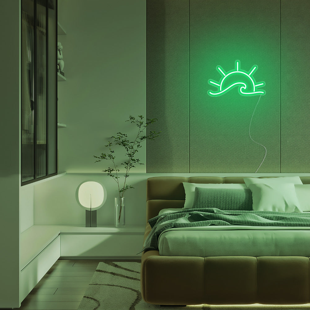 Mini Sunrise Over the Sea LED Neon Sign in Green