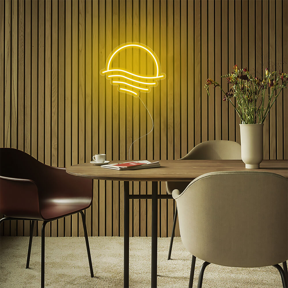 Mini Sunset Over the Sea LED Neon Sign in Yellow