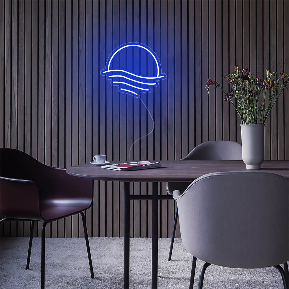 Mini Sunset Over the Sea LED Neon Sign in Blue