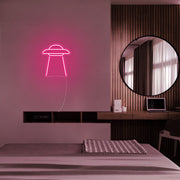 Mini UFO LED Neon Sign in Hot Pink