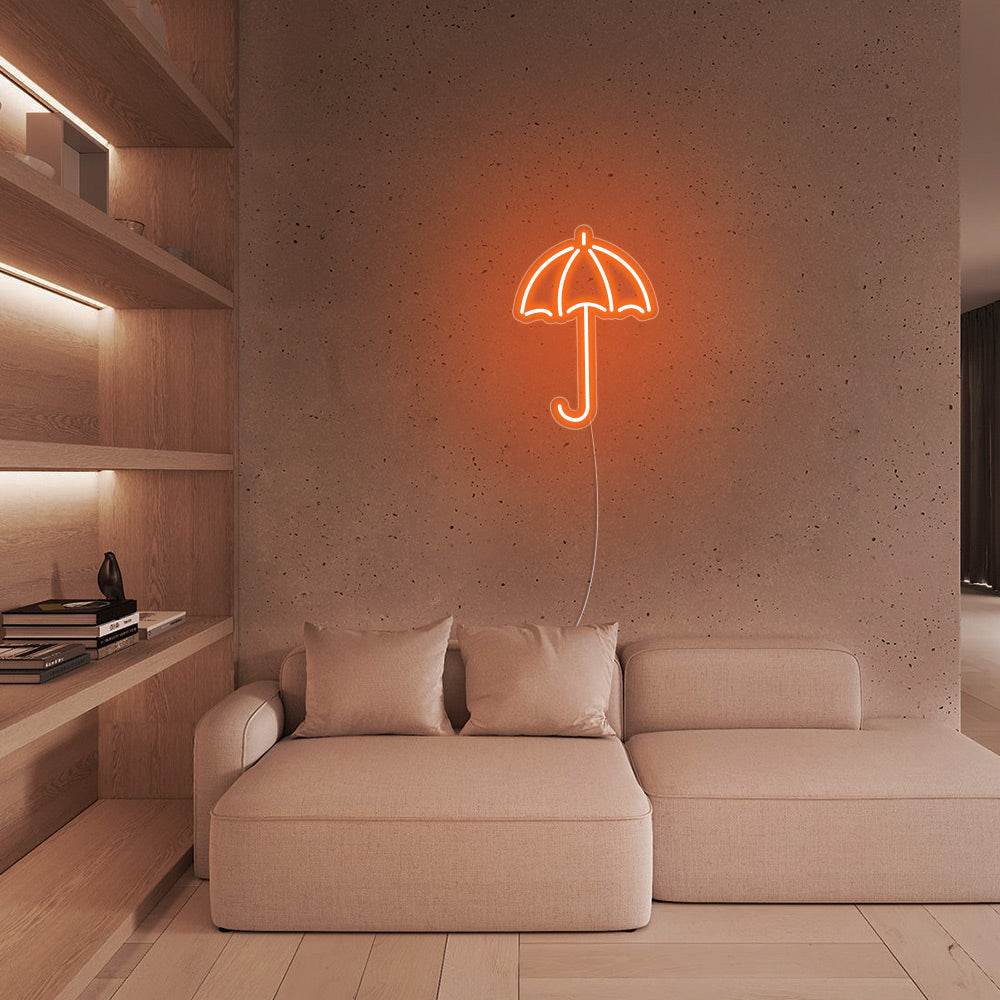Mini Umbrella LED Neon Sign in Orange