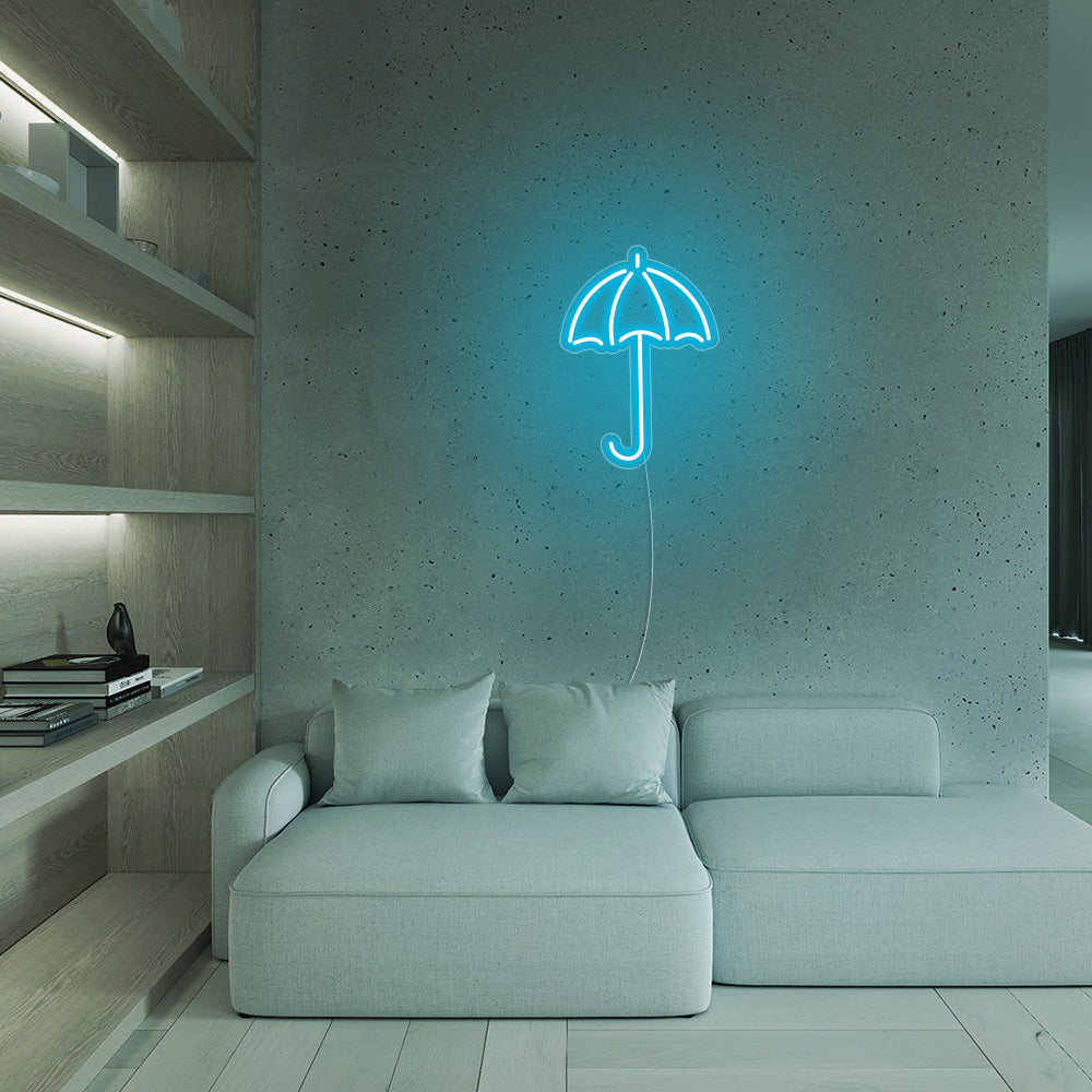 Mini Umbrella LED Neon Sign in Ice Blue