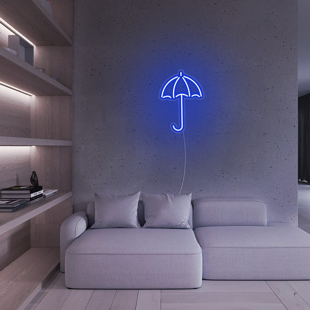 Mini Umbrella LED Neon Sign in Blue