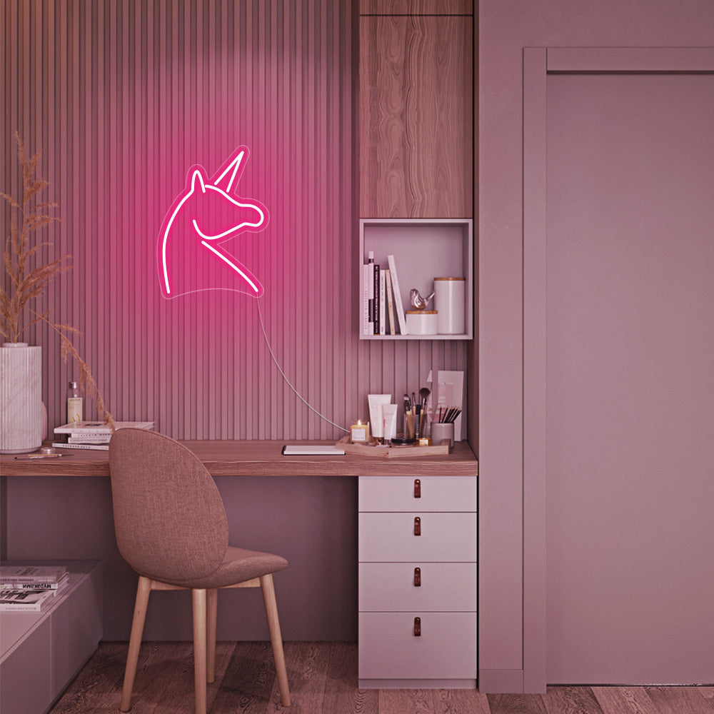 Mini Unicorn LED Neon Sign in Hot Pink