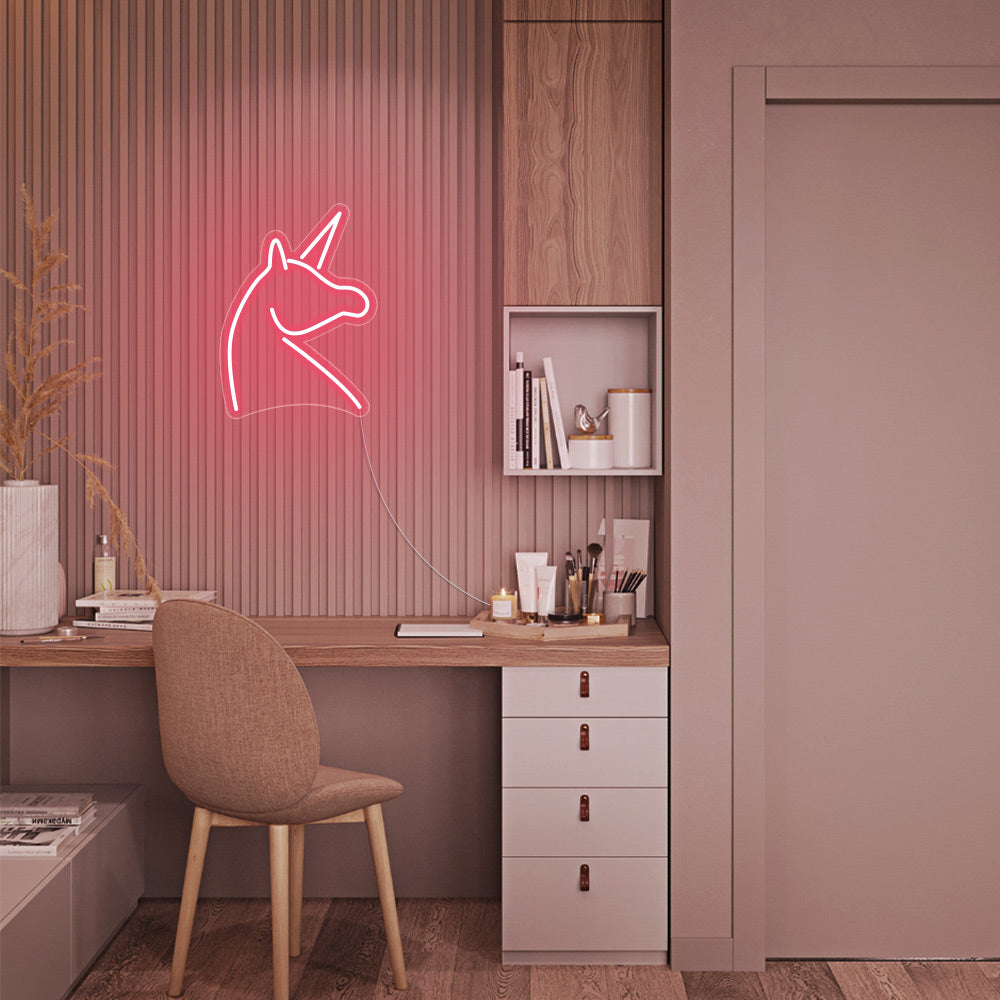Mini Unicorn LED Neon Sign in Light Pink