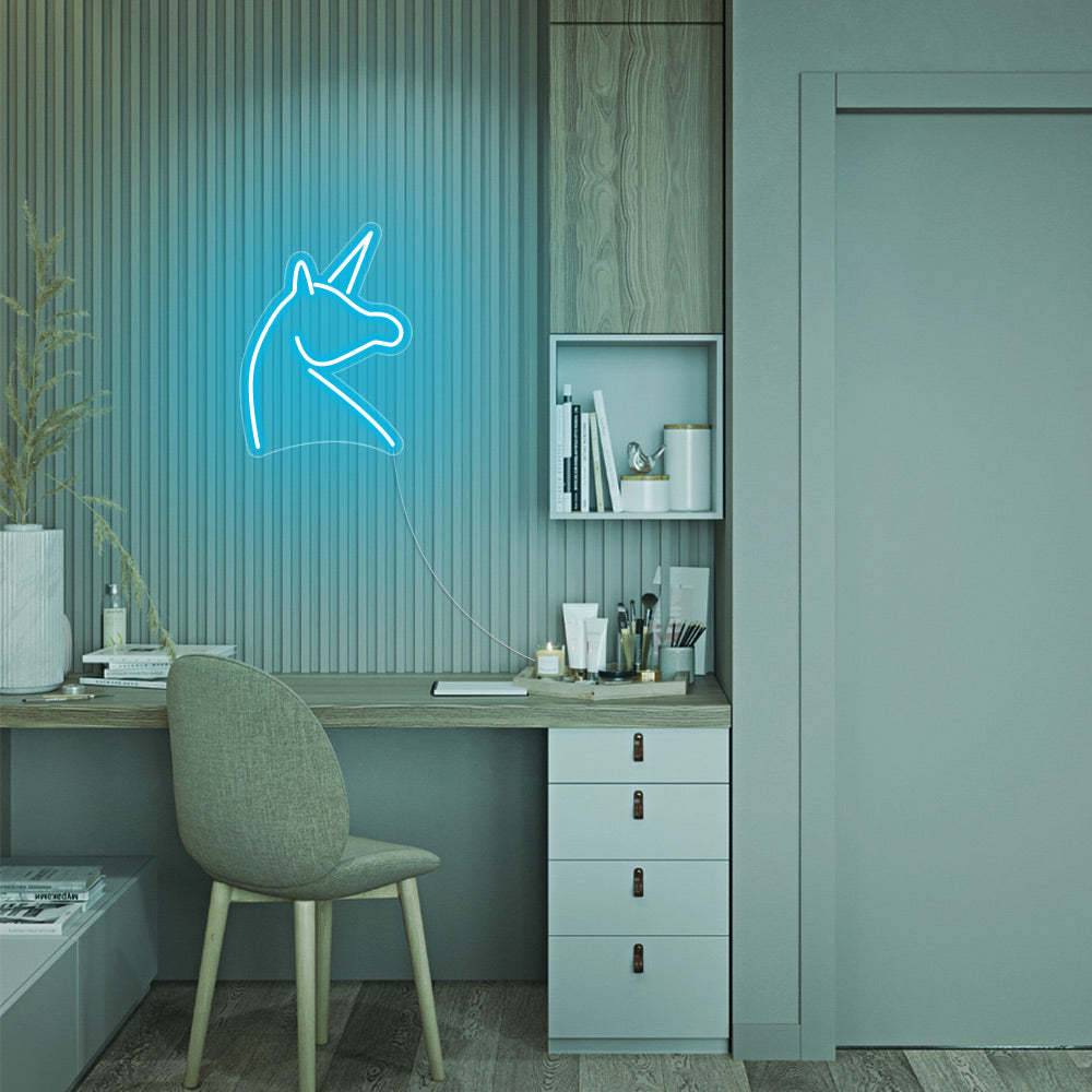 Mini Unicorn LED Neon Sign in Ice Blue