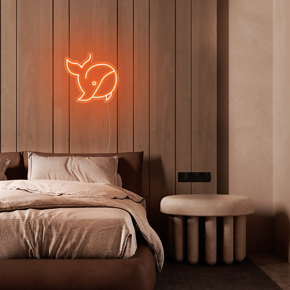 Mini Whale LED Neon Sign in Orange