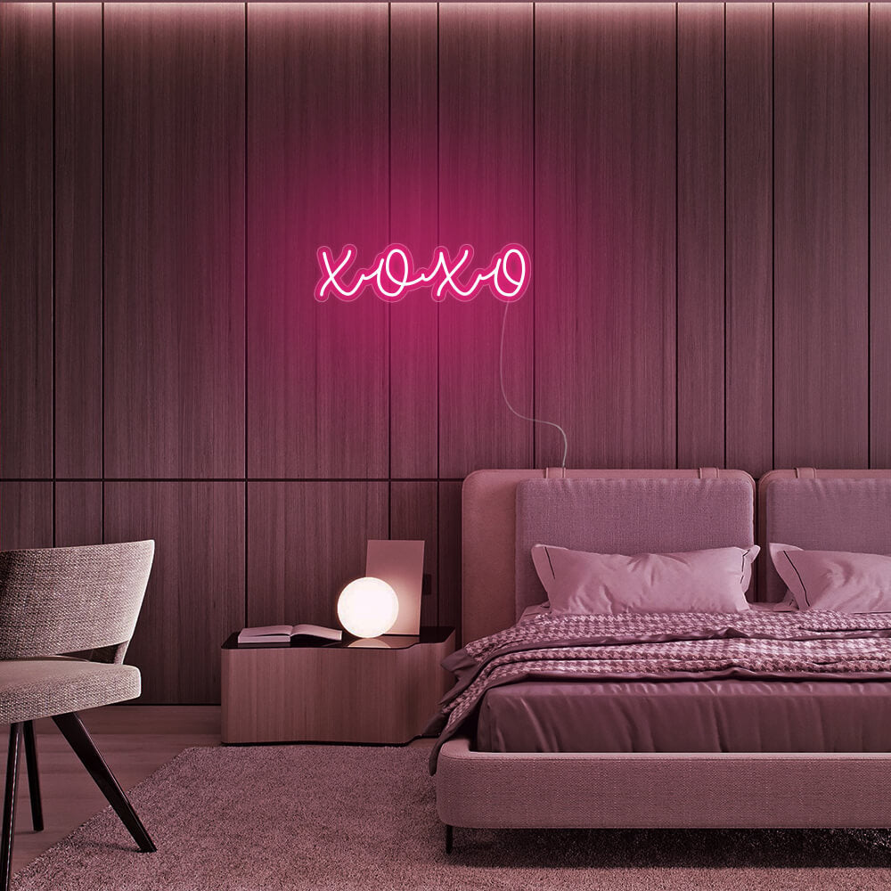 Mini XOXO LED Neon Sign in Hot Pink