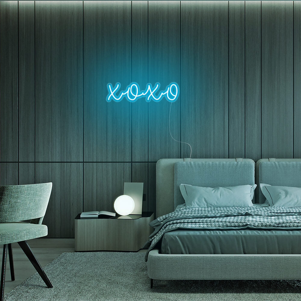 Mini XOXO LED Neon Sign in Ice Blue