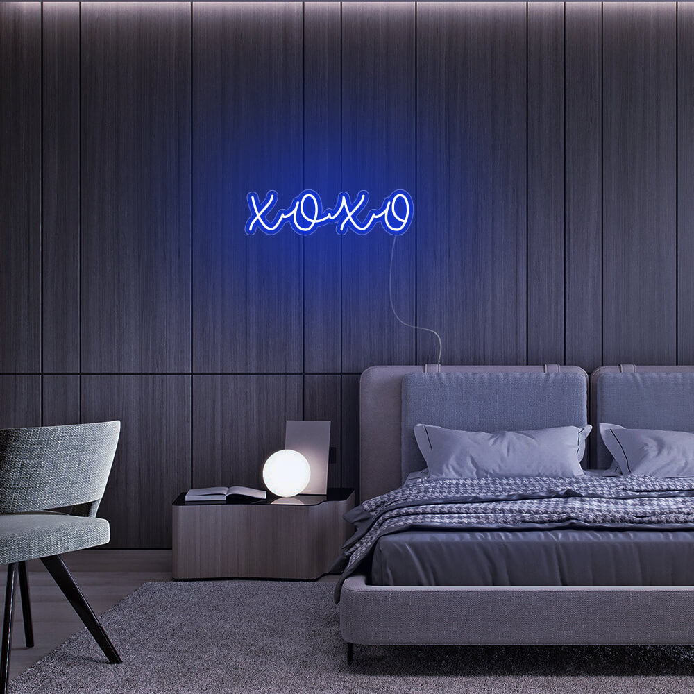 Mini XOXO LED Neon Sign in Blue