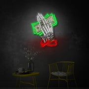 Money Skeleton Hands LED Neon Sign | Dollar Bills Wall Art - MEON NEON