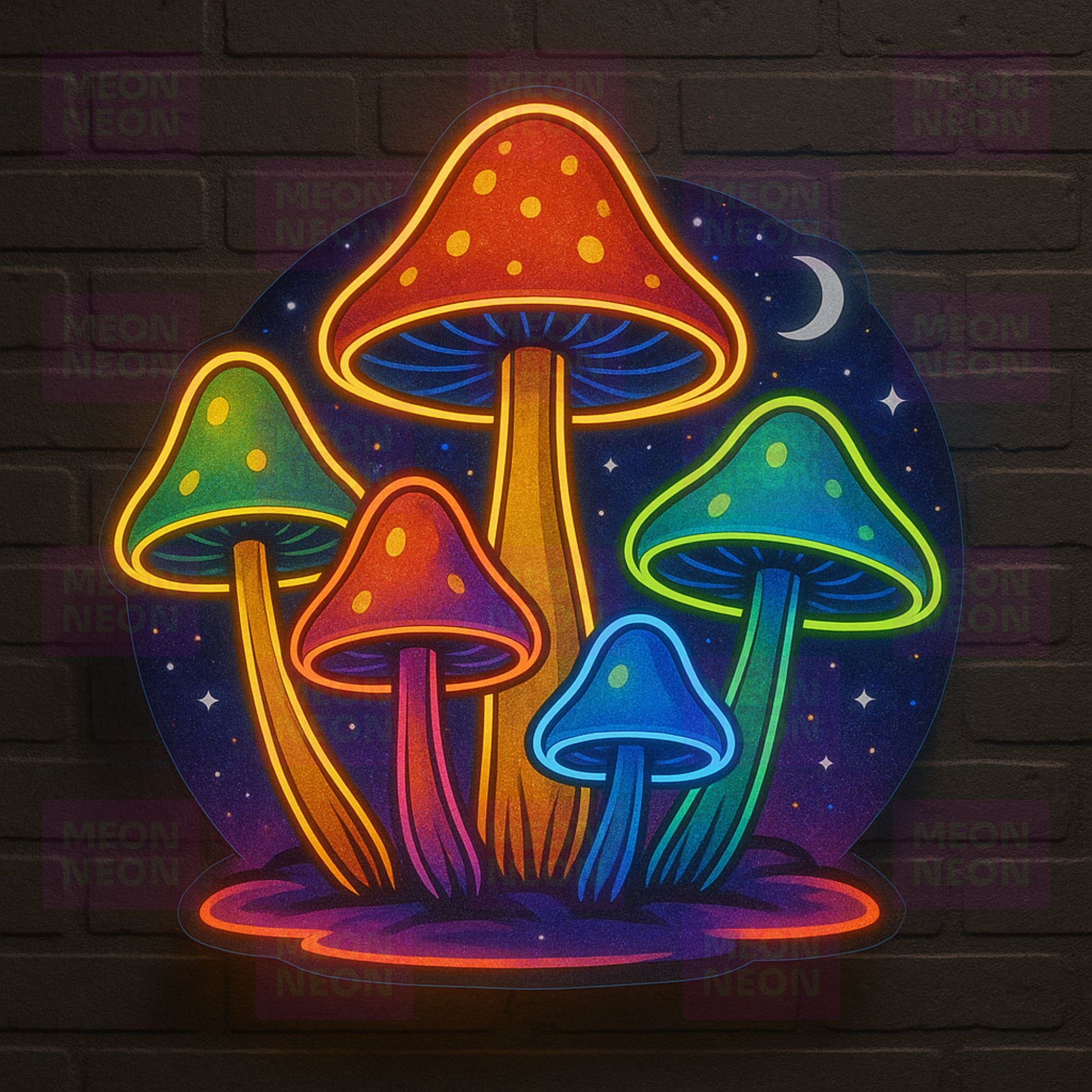Mystical Mushroom Cluster LED Neon Sign - MEON NEON