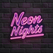 Neon Nights LED Neon Sign - Classic Typography - Hot Pink Script - Retro Nightlife Aesthetic - MEON NEON