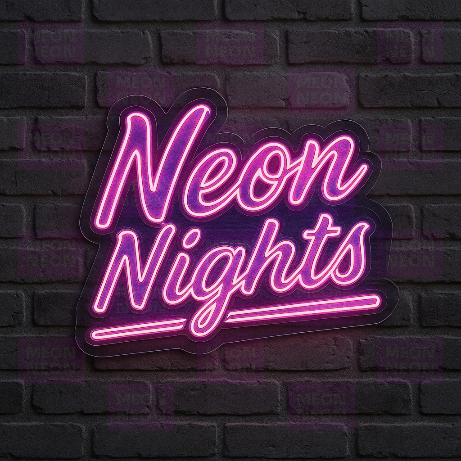 Neon Nights LED Neon Sign - Classic Typography - Hot Pink Script - Retro Nightlife Aesthetic - MEON NEON