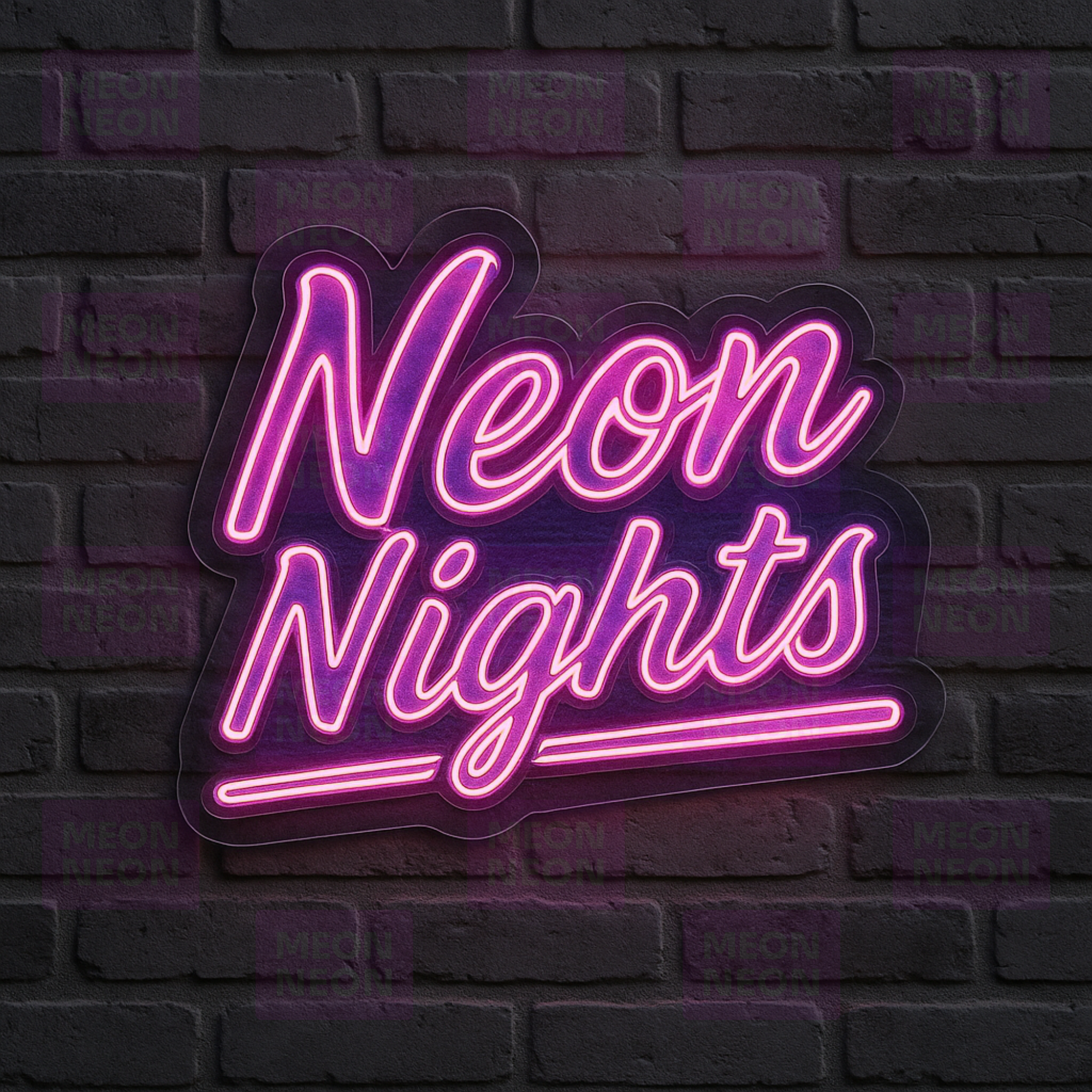 Neon Nights LED Neon Sign - Classic Typography - Hot Pink Script - Retro Nightlife Aesthetic - MEON NEON