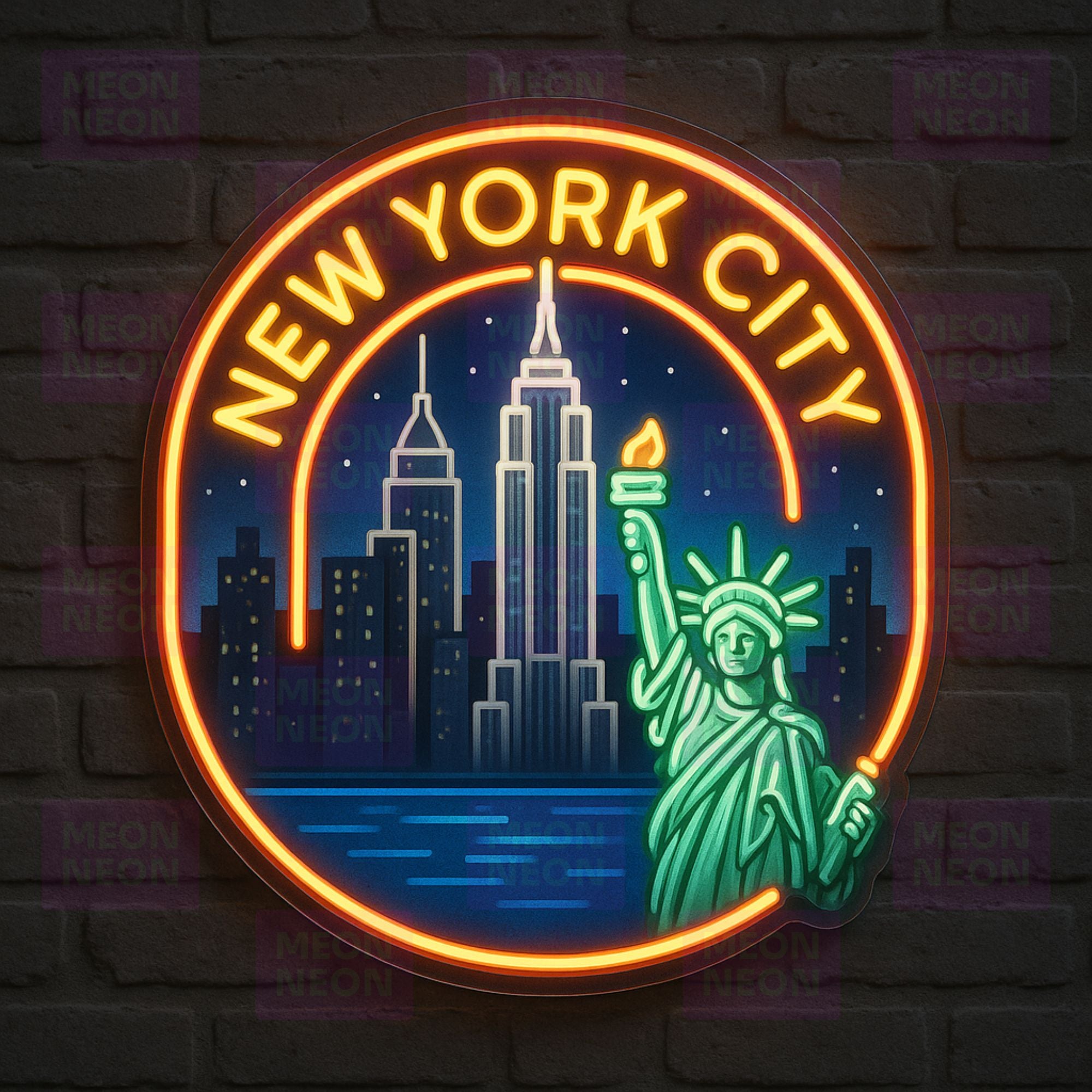 New York City Round Badge Neon Sign - MEON NEON